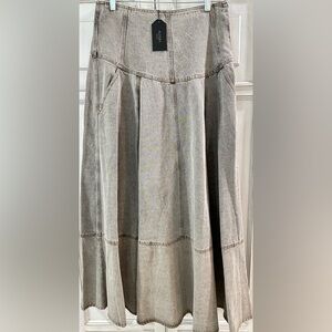 NWT SZ XL Aleeza Paris Elena Stone wash denim Elegant Denim Skirt